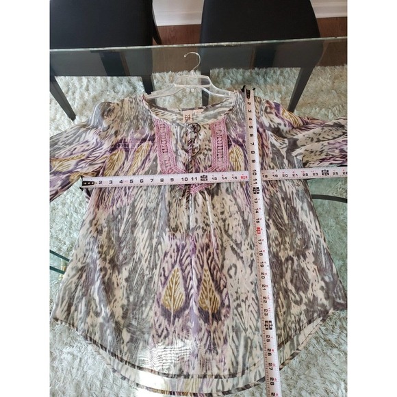 Marc Bouwer Multicolor Long Sleeve Round Neck Drawstring Top Blouse Size Large - Picture 10 of 12